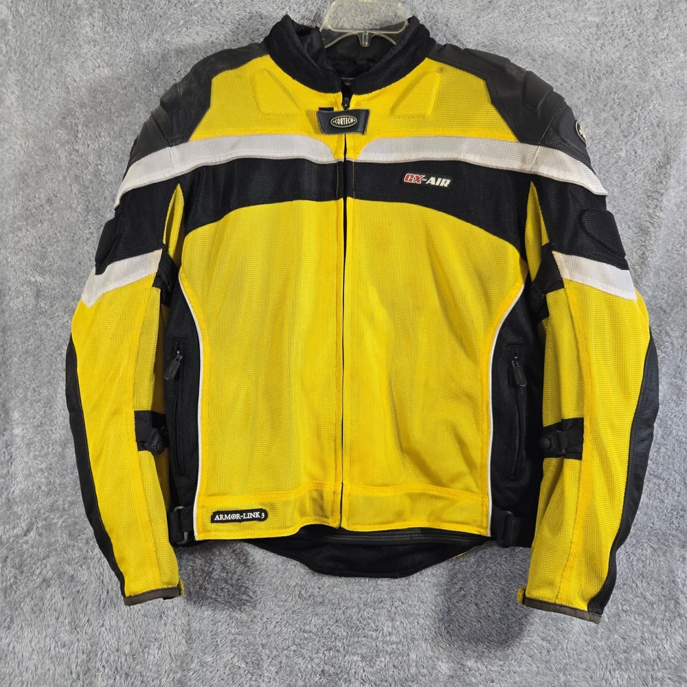 Cortech GX Air Mesh Leather Motorcycle Jacket Yellow Black Mens XL 46